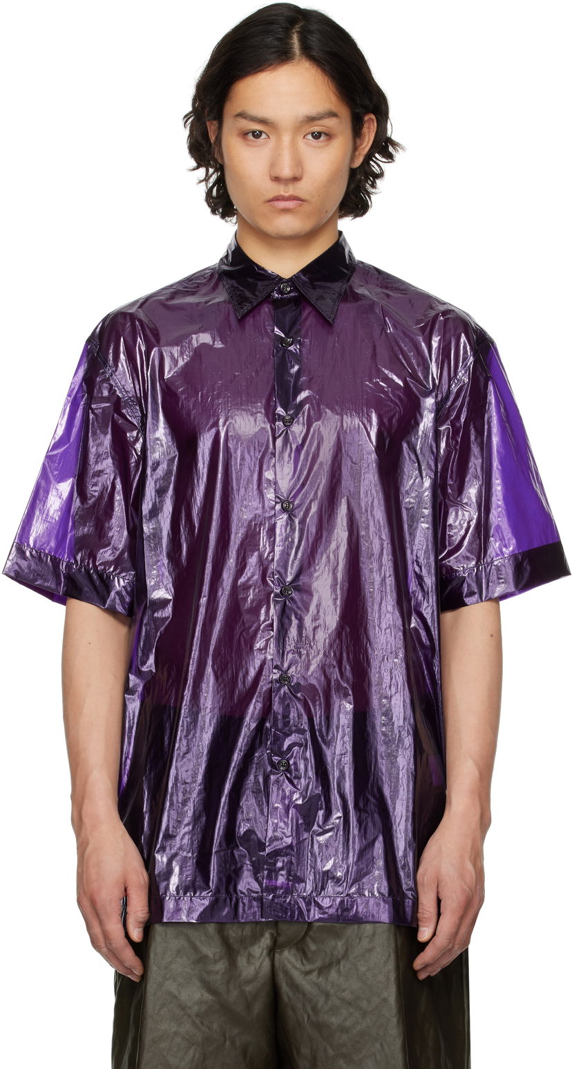 Skjorta Dries Van Noten Dries Van Noten Sheer Short Sleeve Shirt Purpur | 251-020762-1258