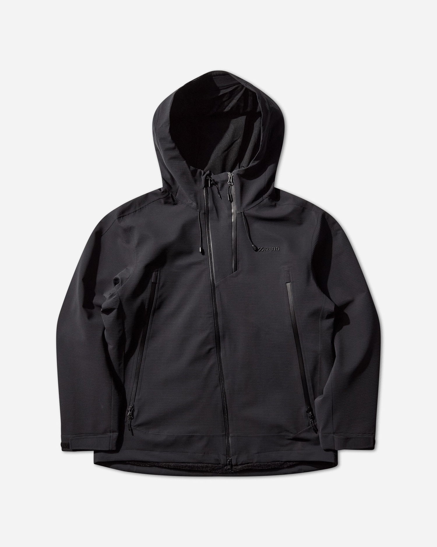 Jacka Mizuno Tech Hard Shell Hooded Ribbed Jacket Svart | B2GEC510-09, 0