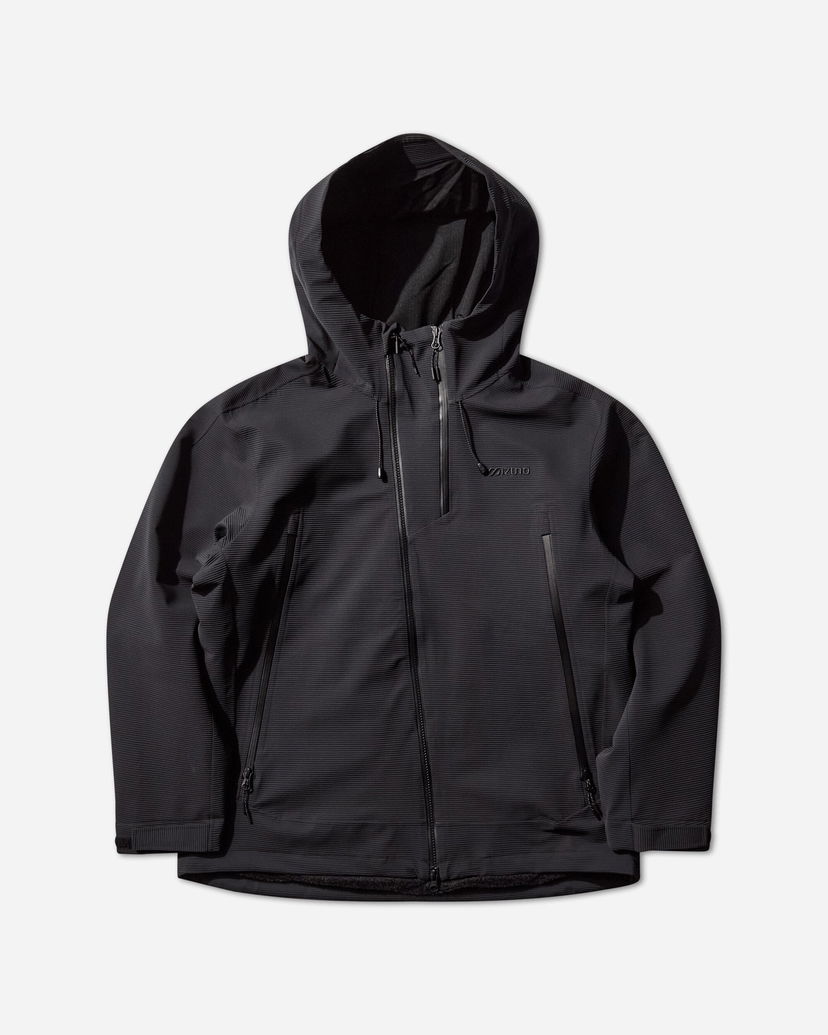 Jacka Mizuno Tech Hard Shell Hooded Ribbed Jacket Svart | B2GEC510-09