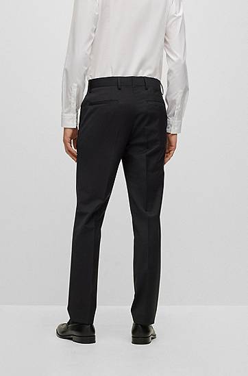 Byxor BOSS Slim-Fit Virgin-Wool Blend Trousers Svart | 50482735, 1