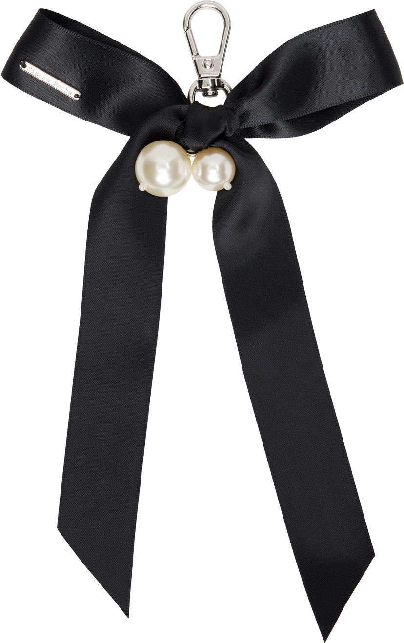 Nyckelringar Simone Rocha Simone Rocha Bow Faux-Pearl Bag Charm Keychain Svart | KEYCHAIN3-M 0904