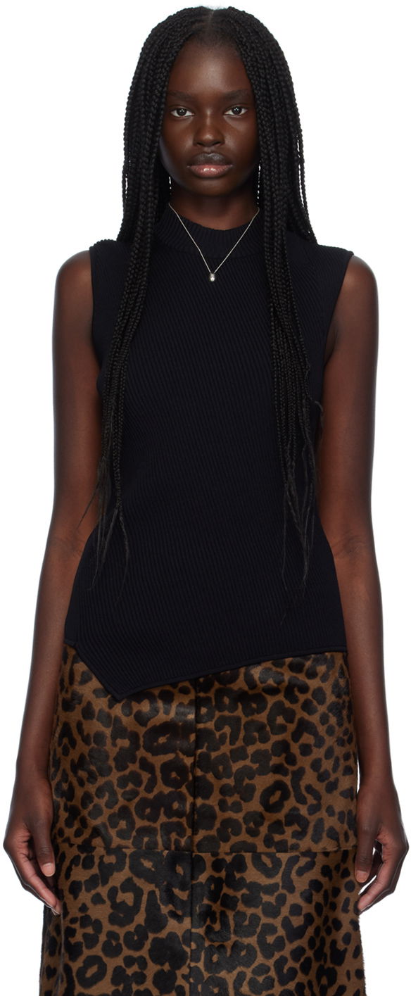 Linne TOTEME TOTEME Asymmetric Tank Top Svart | 243-WRT0336-YA0089