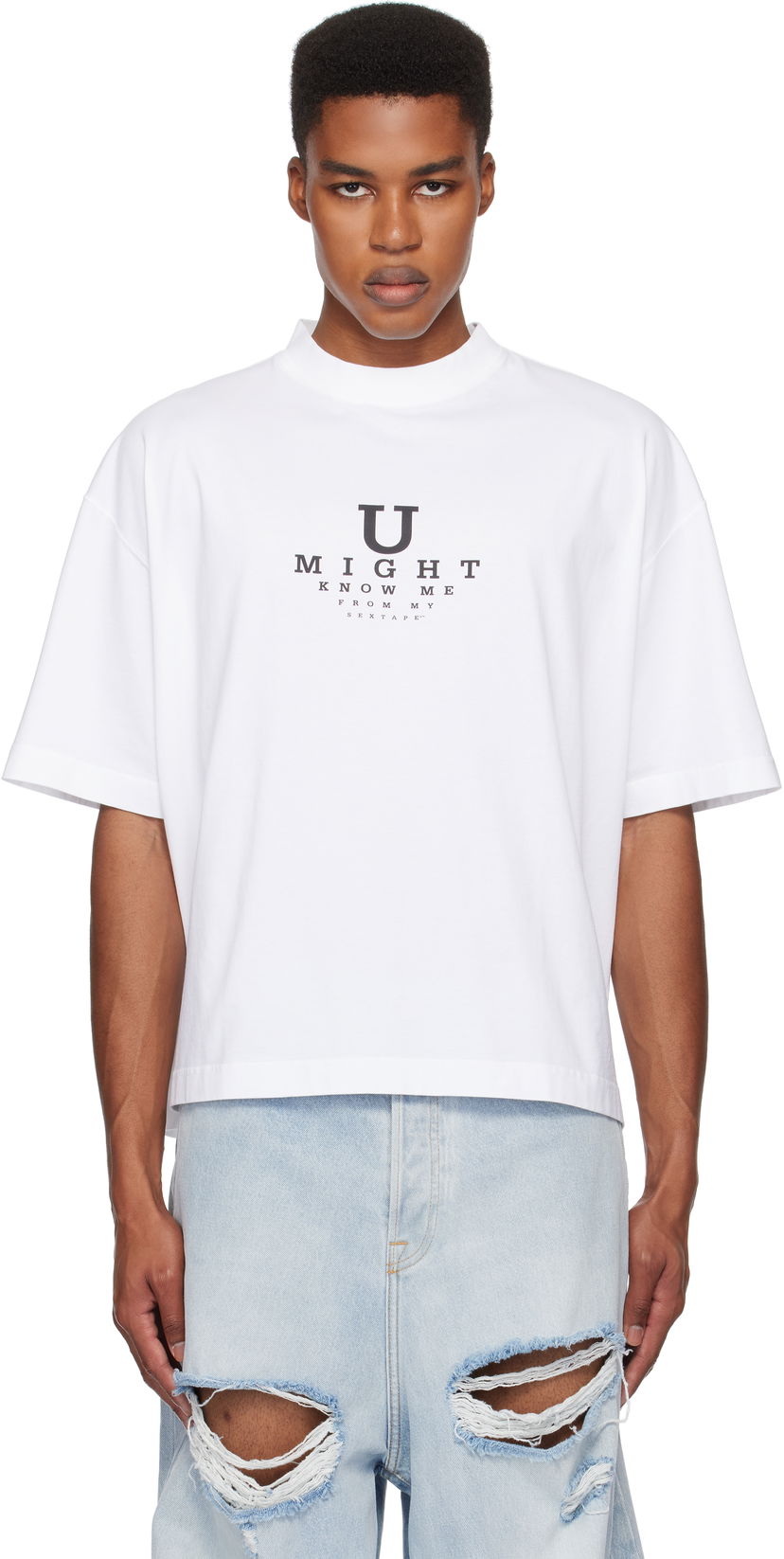 T-shirt VETEMENTS 'U Might Know Me' Cropped Boxy T-Shirt Vit | UA66TR760W