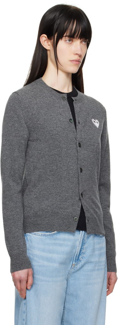 Sweater Comme des Garçons Black Cardigan With White Heart Svart | AX-N061-051, 4