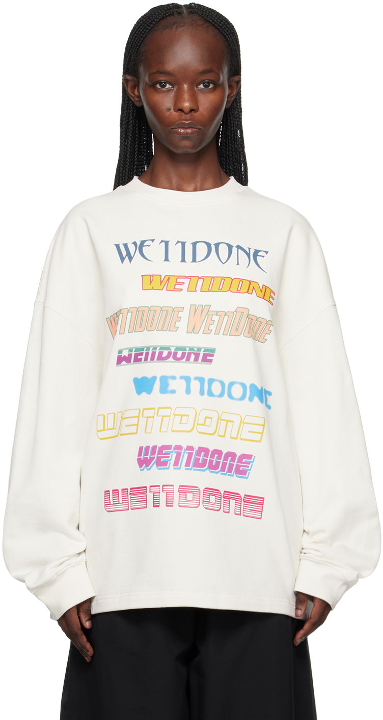 Sweatshirt We11done We11done Printed Sweatshirt Vit | WD-TP5-19-114-U-WH