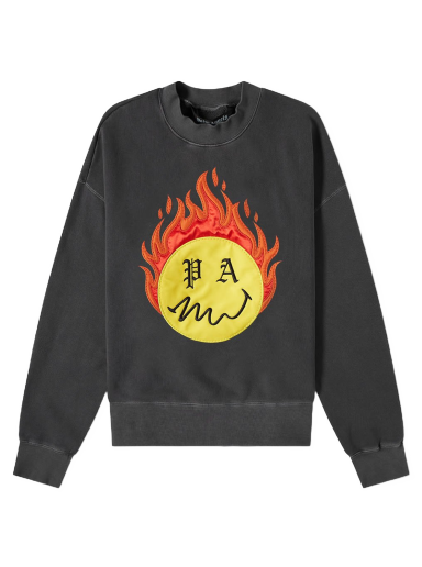 Sweatshirt Palm Angels Burning Head Crew Sweatshirt Svart | PMBA026R21FLE0051018