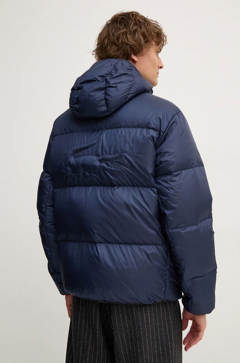 Pufferjacka Lacoste Hooded Winter Puffer Jacket with Embossed Back Design Mörkblå | BH2905