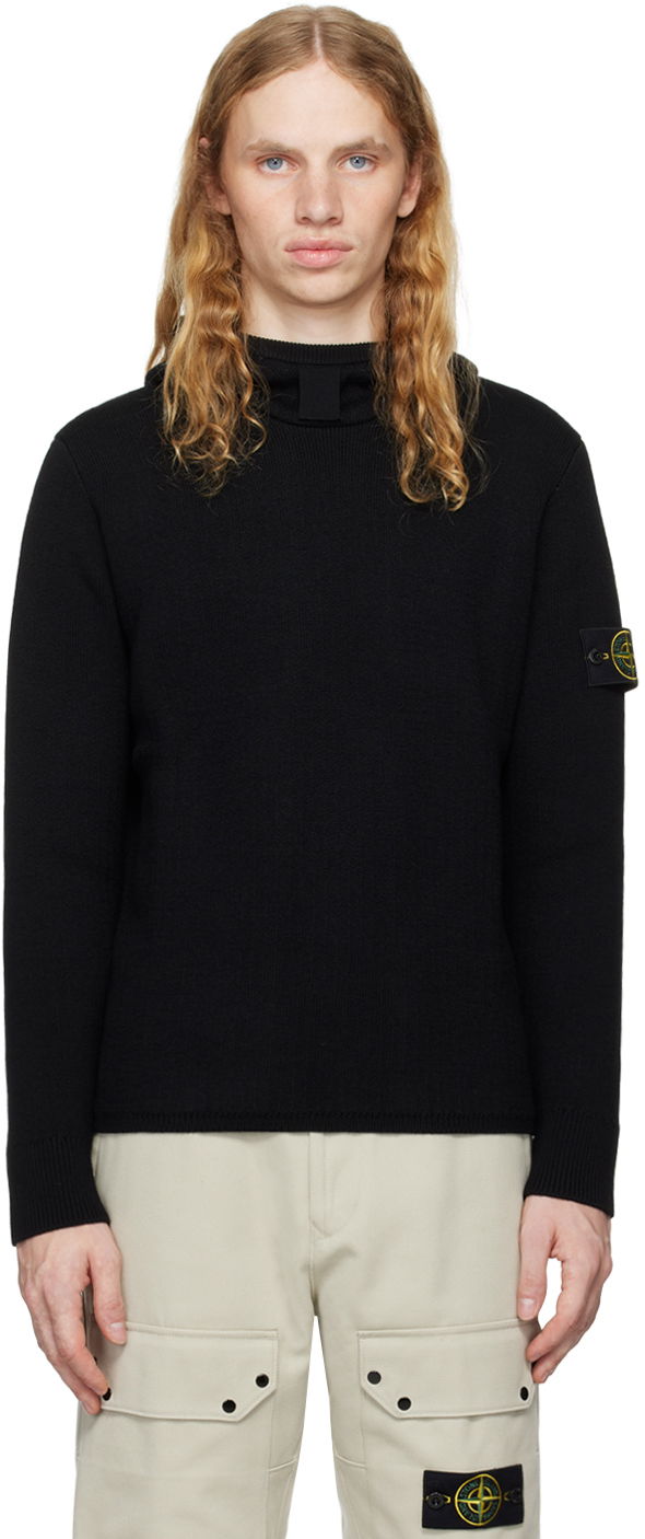 Sweatshirt Stone Island Logo Patch Hoodie Svart | 8115564A7
