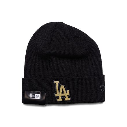 Mössa New Era MLB Metallic Badge Beanie Los Angeles Dodgers Black / Metallic Gold One Size Svart | 60364349, 0
