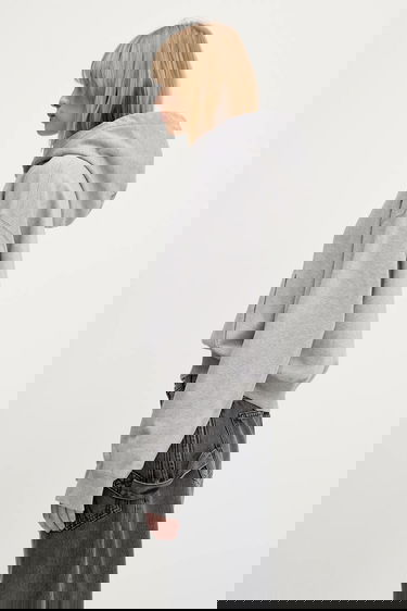 Sweatshirt JW Anderson JW Anderson Anchor Embroidery Cropped Hoodie Grå | JW0216.PG1719.907, 1