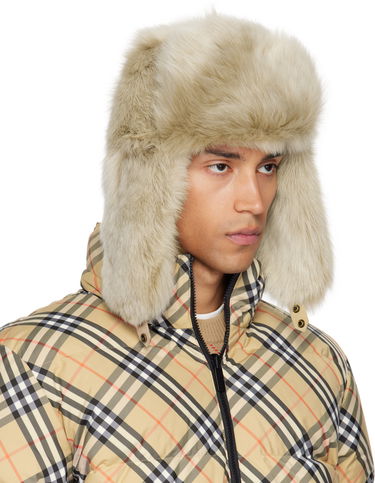 Hatt Burberry Burberry Shearling Trapper Hat Beige | 8114666, 1