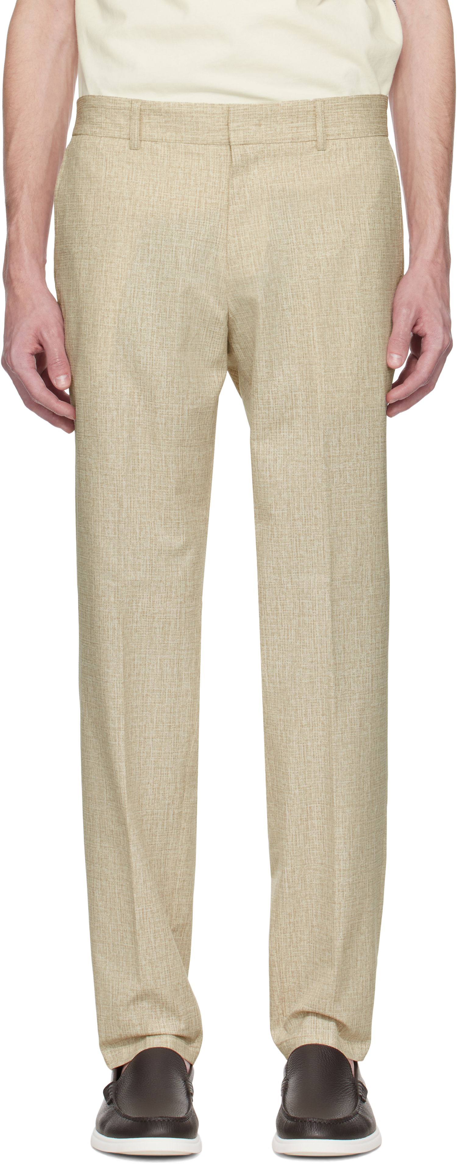 Byxor BOSS BOSS Formal Water-Repellent Trousers Beige | 50539484, 0