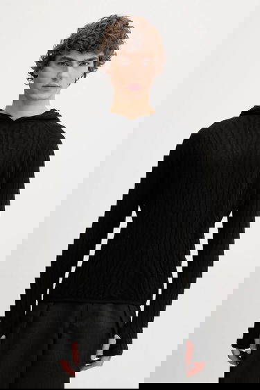 Sweater HELIOT EMIL Heliot Emil Lightweight Textured Hoodie Svart | SS25.M.07.070.BLK01, 0