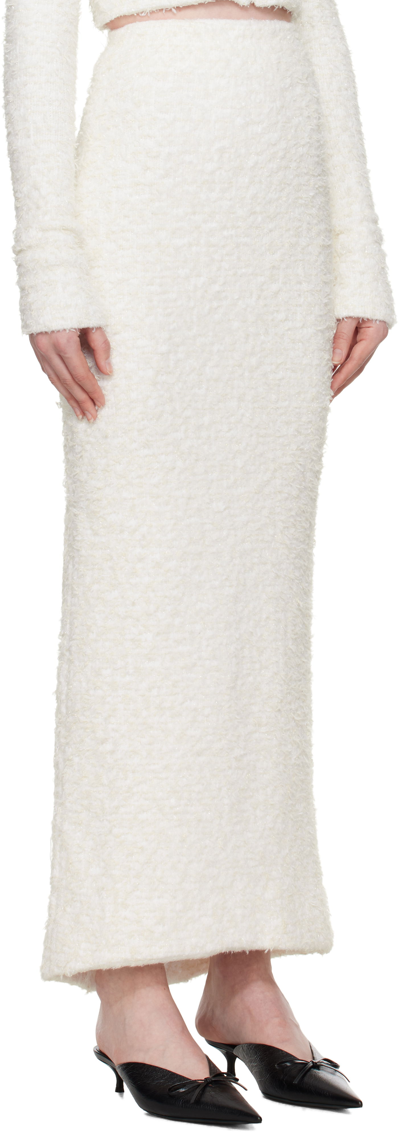 Kjol Balenciaga Balenciaga Tweed Maxi Skirt Vit | 796952 T3328, 1