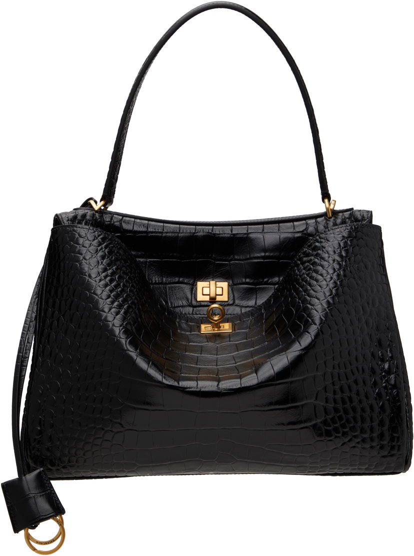 Tygpåse Balenciaga Croc Rodeo Medium Bag Svart | 789772 2AA5L