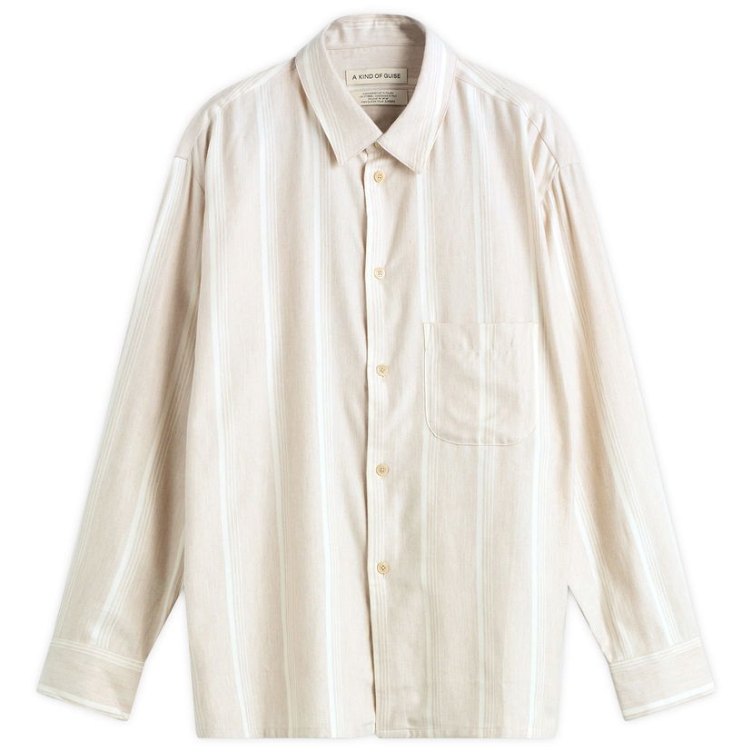 Skjorta A Kind of Guise A Kind of Guise Gusto Stripe Flannel Shirt, Size Small Beige | 107-14612-611