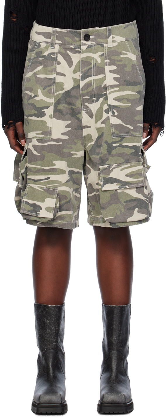 Shorts We11done We11done Camo Cargo Shorts Grön | WD-PT0-24-207-M-BG