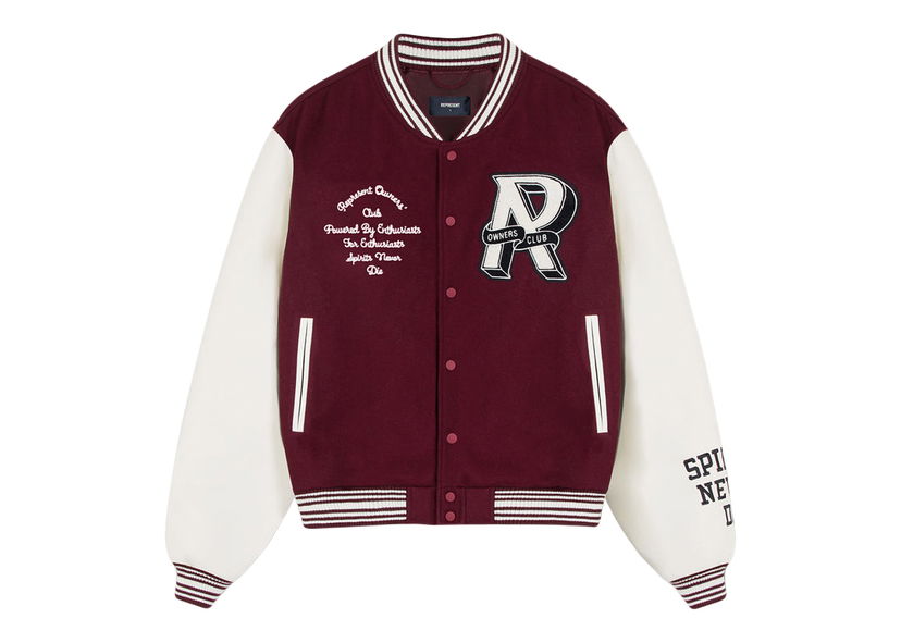 Jacka Represent Clo Represent Owners Club Varsity Jacket Maroon/White Bourgogne | M01204-241