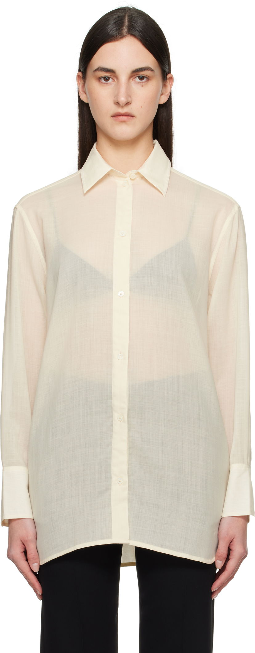 Skjorta TOTEME TOTEME Relaxed Voile Shirt Beige | 251-WRT1415-FB0332