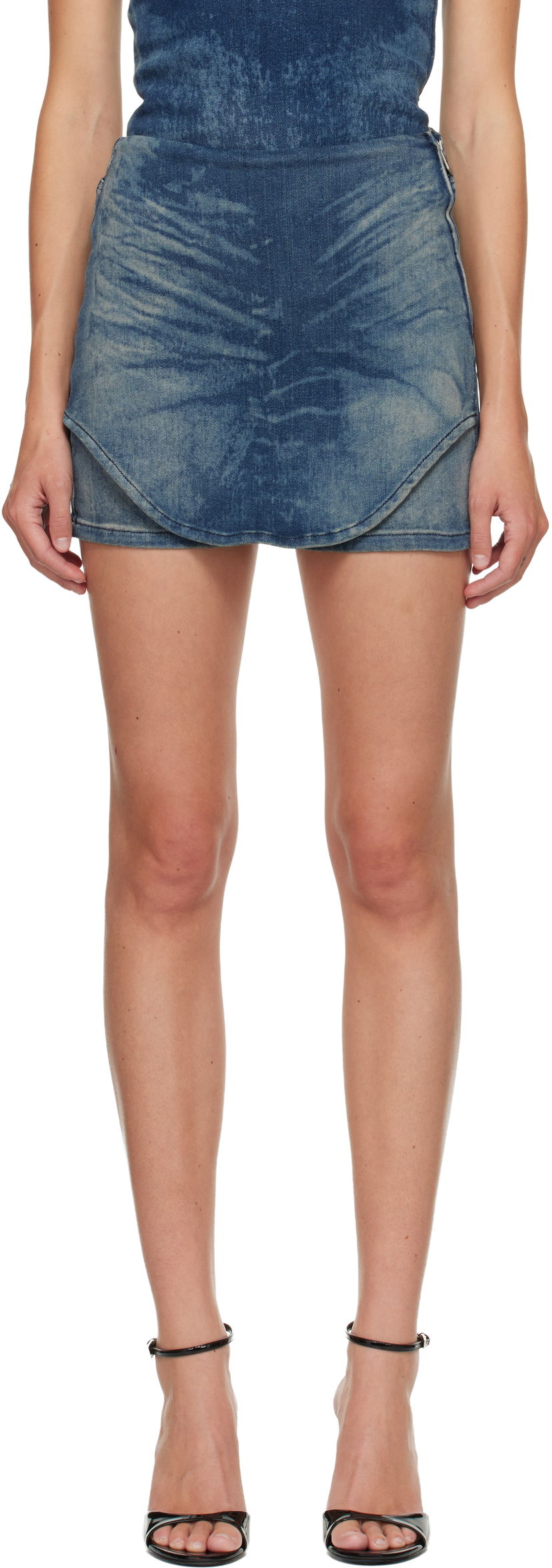 Shorts Diesel De-Kayla-S Washed Denim Overlap Skort Blå | A19028 09M95