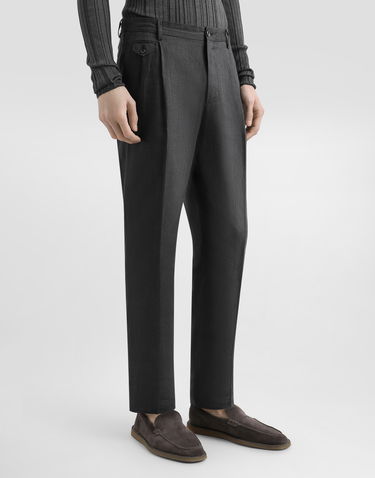 Byxor Dolce & Gabbana Dolce & Gabbana Washed Linen Canvas Cropped Trousers Grå | GV4EEZFU4MFN9833, 3