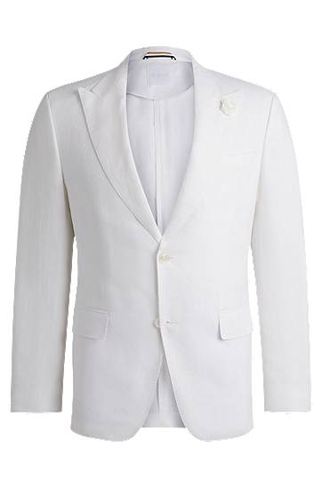 Jacka BOSS Slim-Fit Linen Canvas Blazer Vit | 50540516, 0