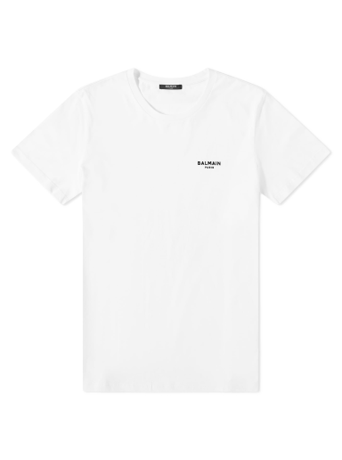 T-shirt Balmain Flock Small Logo T-Shirt Vit | BH1EF000BB04-GAB