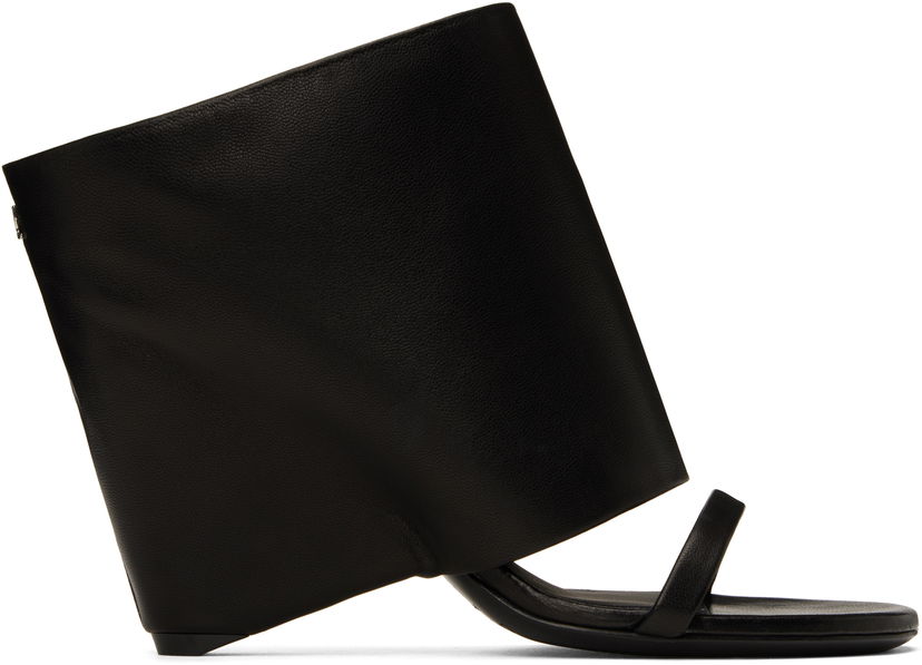 Sneakers och skor Courrèges Courrèges Oblique Wedged Leather Mules Svart | 225SSD037AG0030