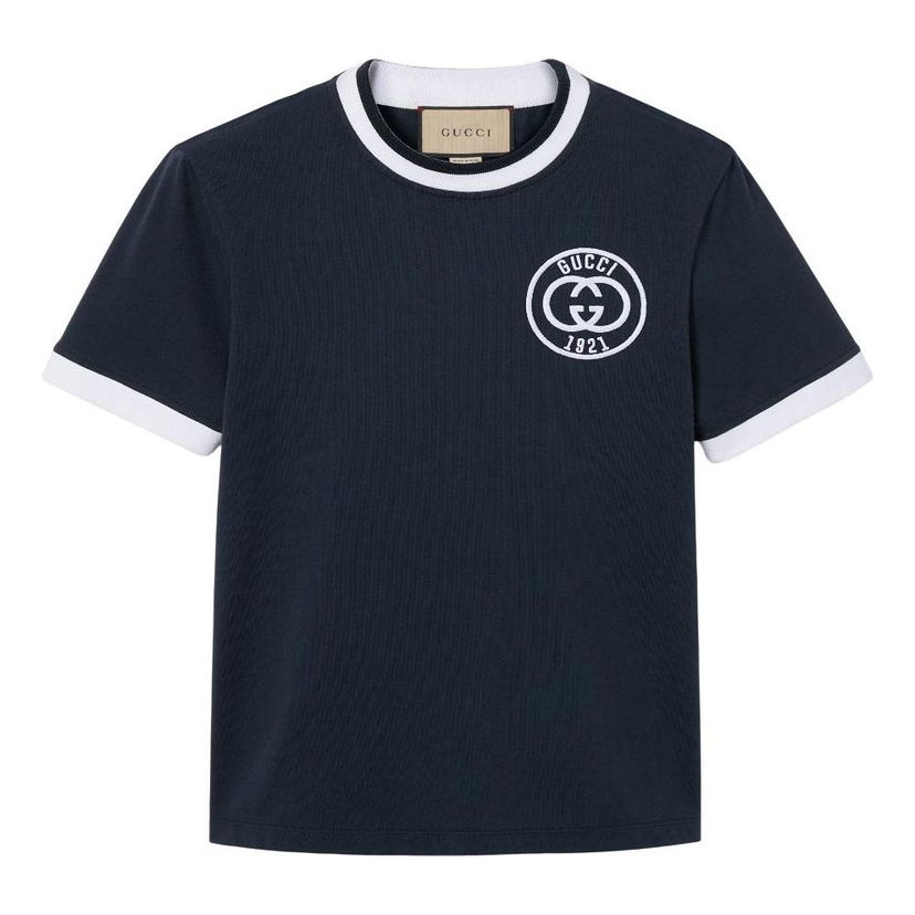 T-shirt Gucci Gucci T-Shirt with Embroidery Mörkblå | 756596-XJFV8-4930