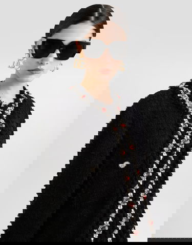 Jacka Dolce & Gabbana Dolce & Gabbana Wool Jacket with Jeweled Trim Svart | F29TYZFUTBIN0000, 1