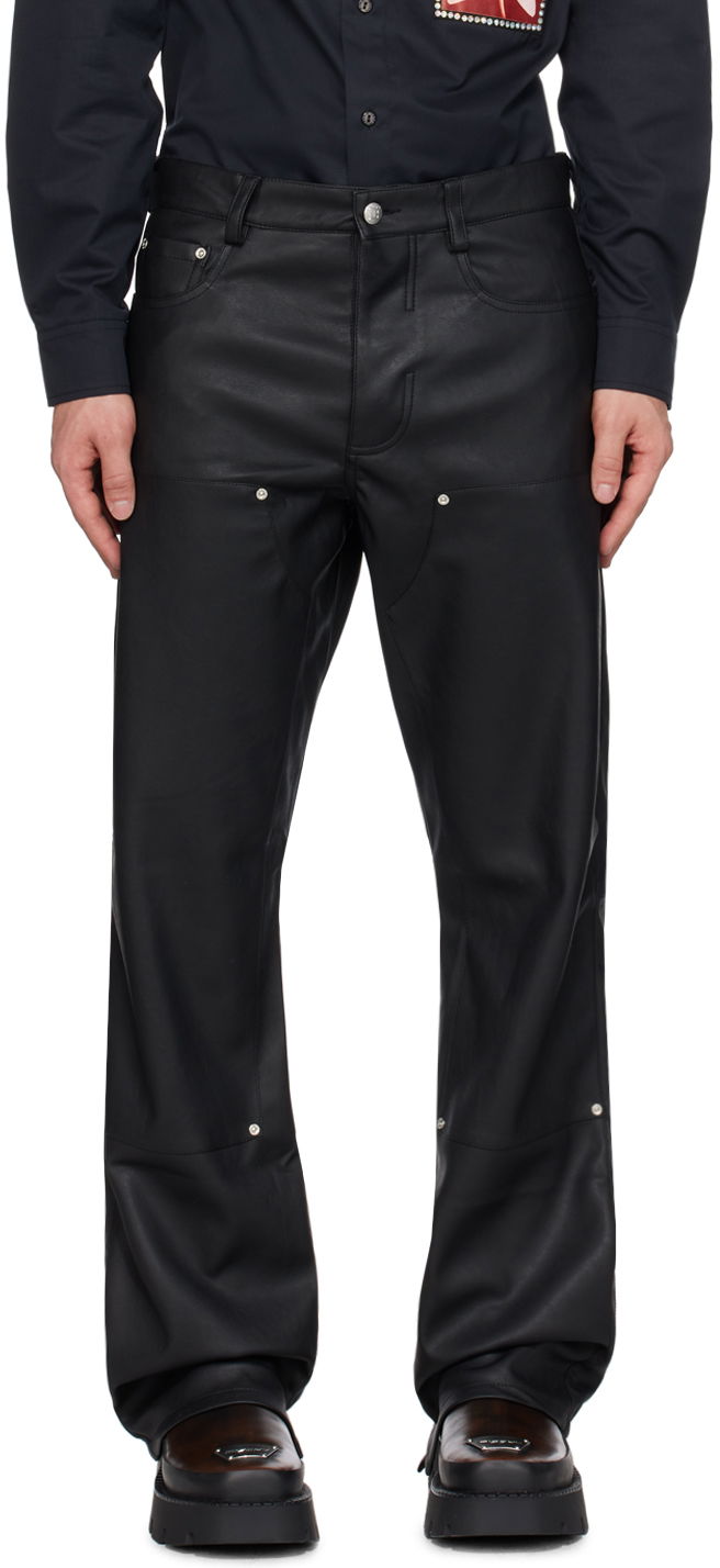 Byxor MISBHV Carpenter Faux-Leather Trousers Svart | 231M311, 0
