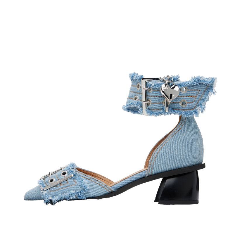 Sneakers och skor GANNI GANNI Denim Buckle Open Cut Heels Blå | S2942
