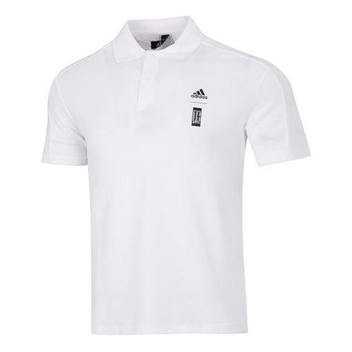 Polotröja adidas Originals Solid Color Logo Micro Mark Athleisure Casual Sports Short Sleeve Polo Shirt Vit | HE5166