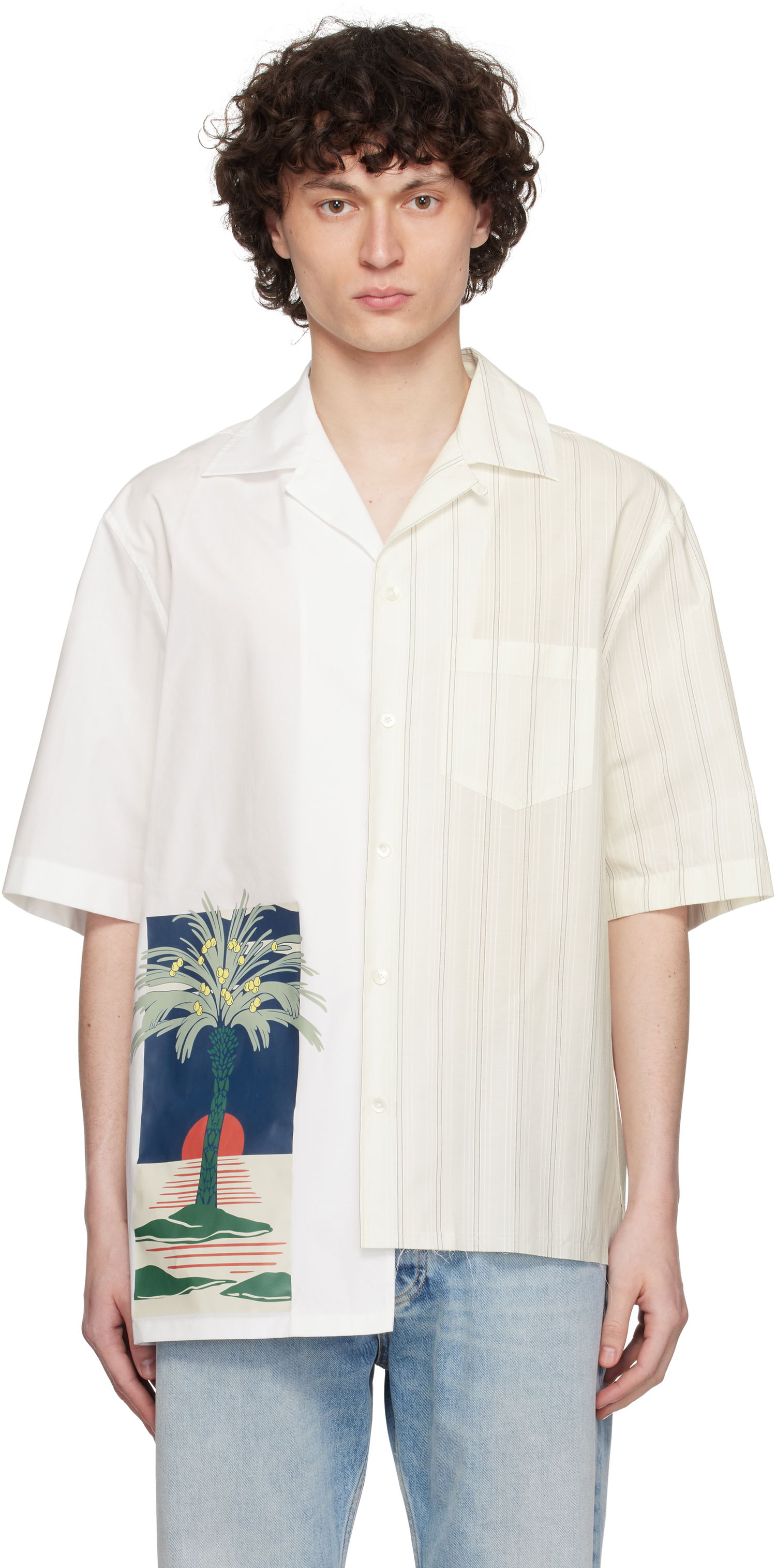 Skjorta LANVIN Lanvin Printed Asymmetric Shirt Vit | RM-SI0014-6001-P25, 0