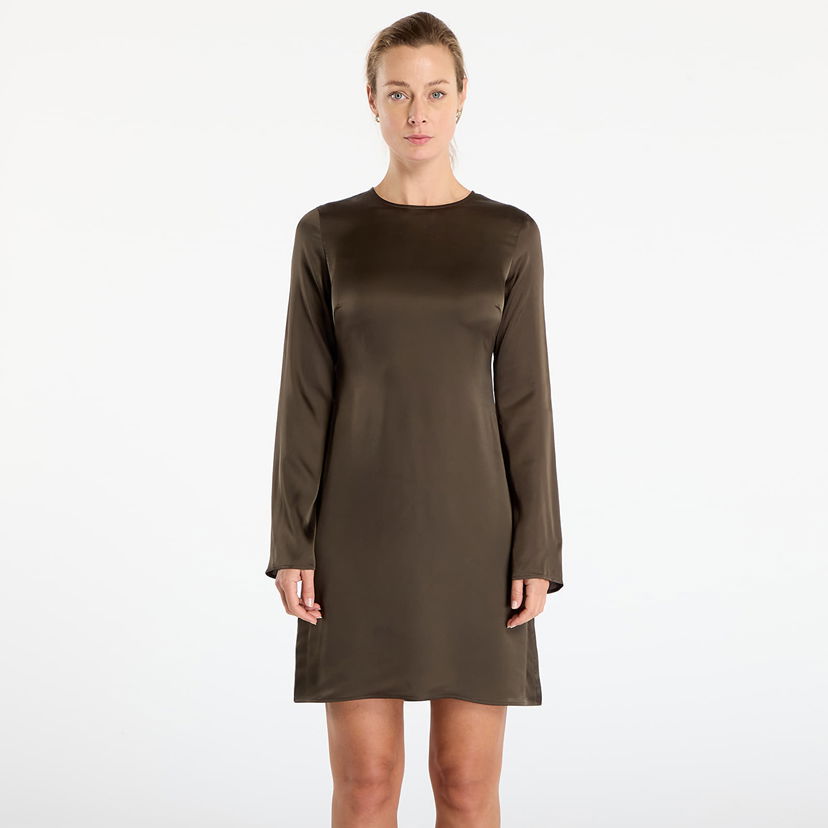 Klä Samsoe Samsoe Samiley Long-Sleeved Satin Mini Dress Grön | F25400095_CLR002335