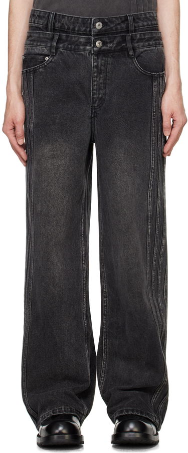 Jeans Feng Chen Wang Feng Chen Wang Double Waist Seaming Jeans Svart | FUF18TR10B, 0