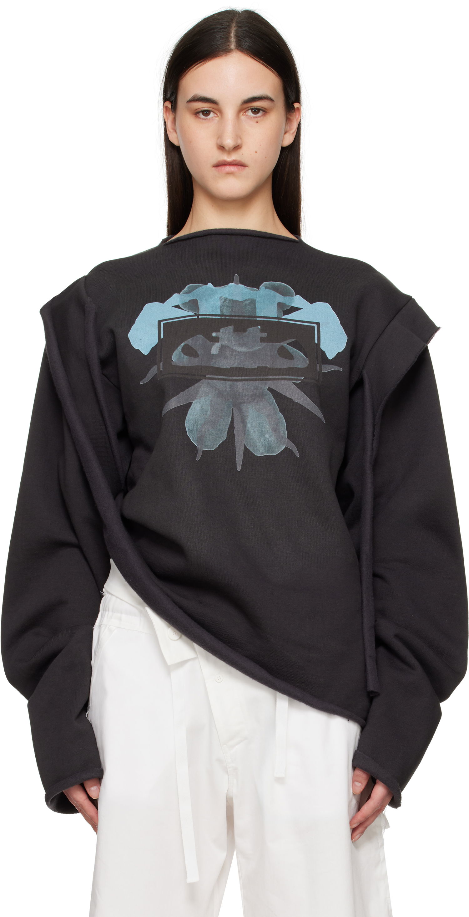 Sweatshirt Ottolinger Ottolinger Drape Crewneck Sweatshirt Svart | 11510261502, 0