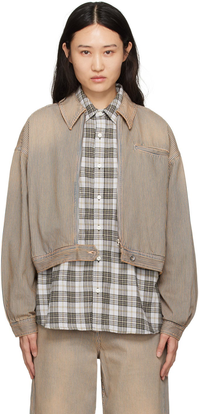 Jacka YMC Burnside Cropped Denim Jacket Beige | Q5WAH