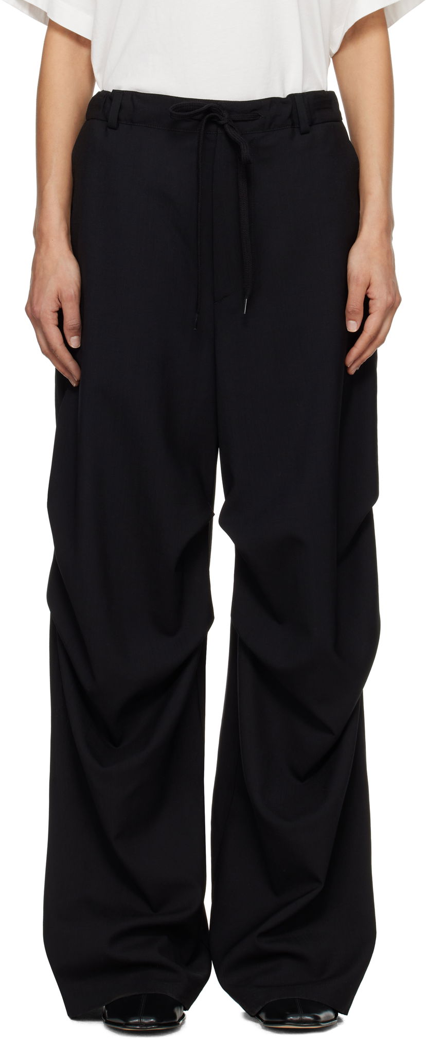 Byxor Maison Margiela MM6 Maison Margiela Tailoring Wool Canvas Cargo Trousers Svart | S52KA0524 M35080