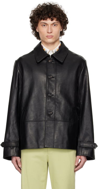 Jacka Bode Bode Cropped Continental Leather Jacket Svart | MRS25OW001, 0