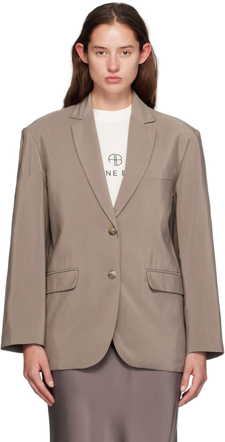 Jacka Anine Bing Single-Breasted Blazer Beige | A-01-2007-TPU23, 0