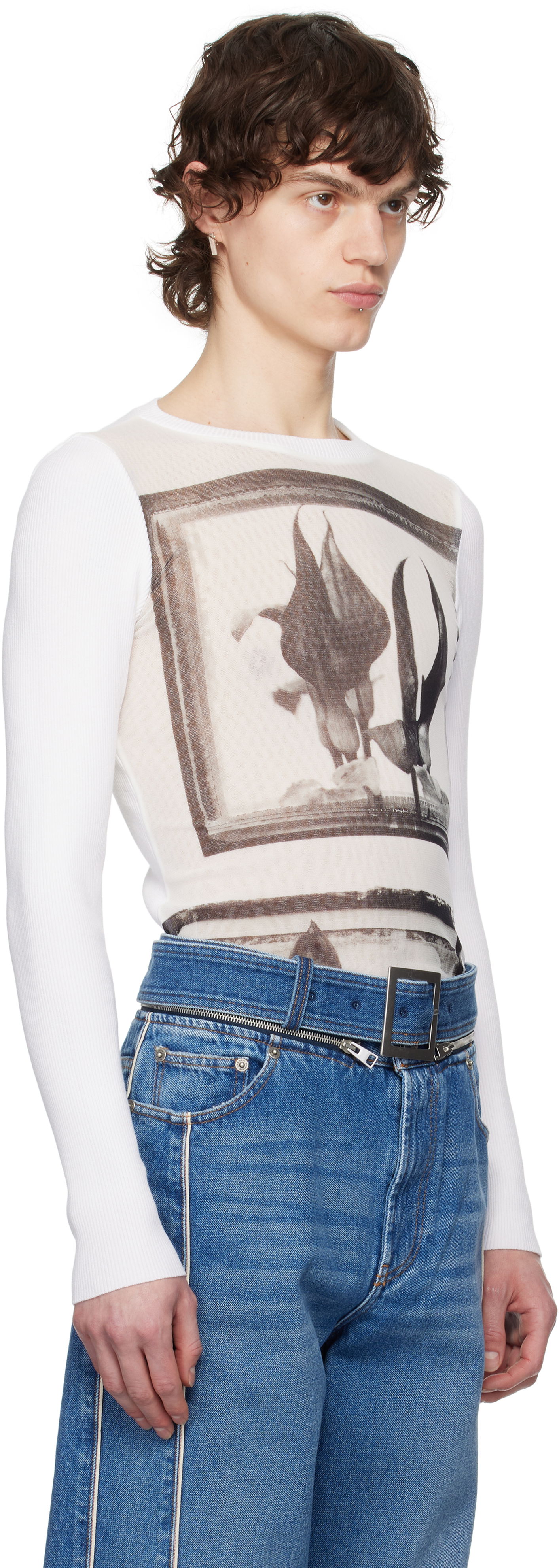 T-shirt Jean Paul Gaultier Jean Paul Gaultier Flowers Cadres T-Shirt Vit | 25/33-F-TO259-T579-010200, 1