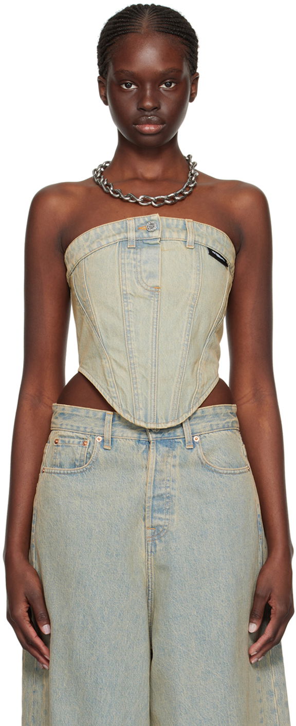 Linne VETEMENTS Paneled Denim Tank Top Beige | WE64TO100S