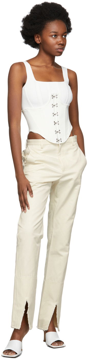 Byxor Dion Lee Split Frayed Trousers Vit | C2028R22, 3