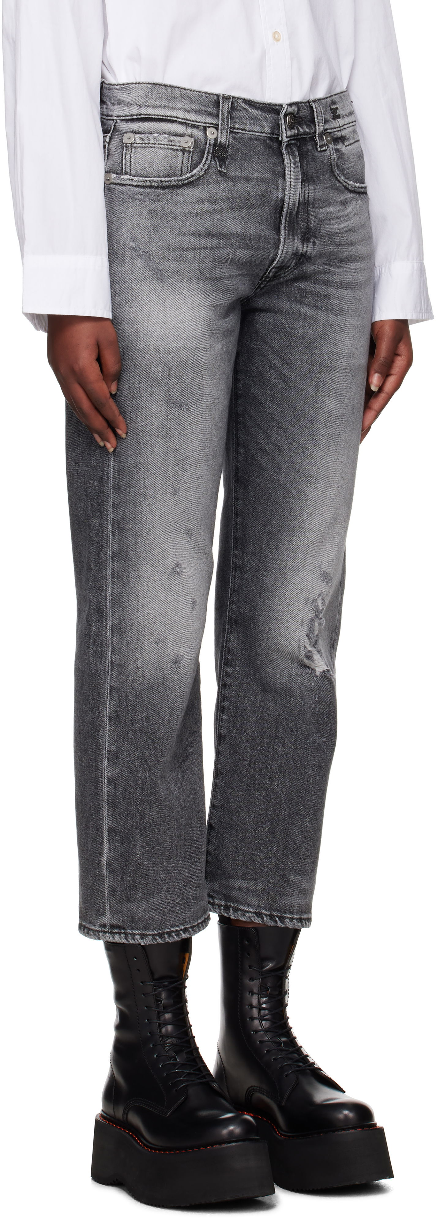 Jeans R13 R13 Straight-Leg Boyfriend Jeans Grå | R13W5083-D137C, 1
