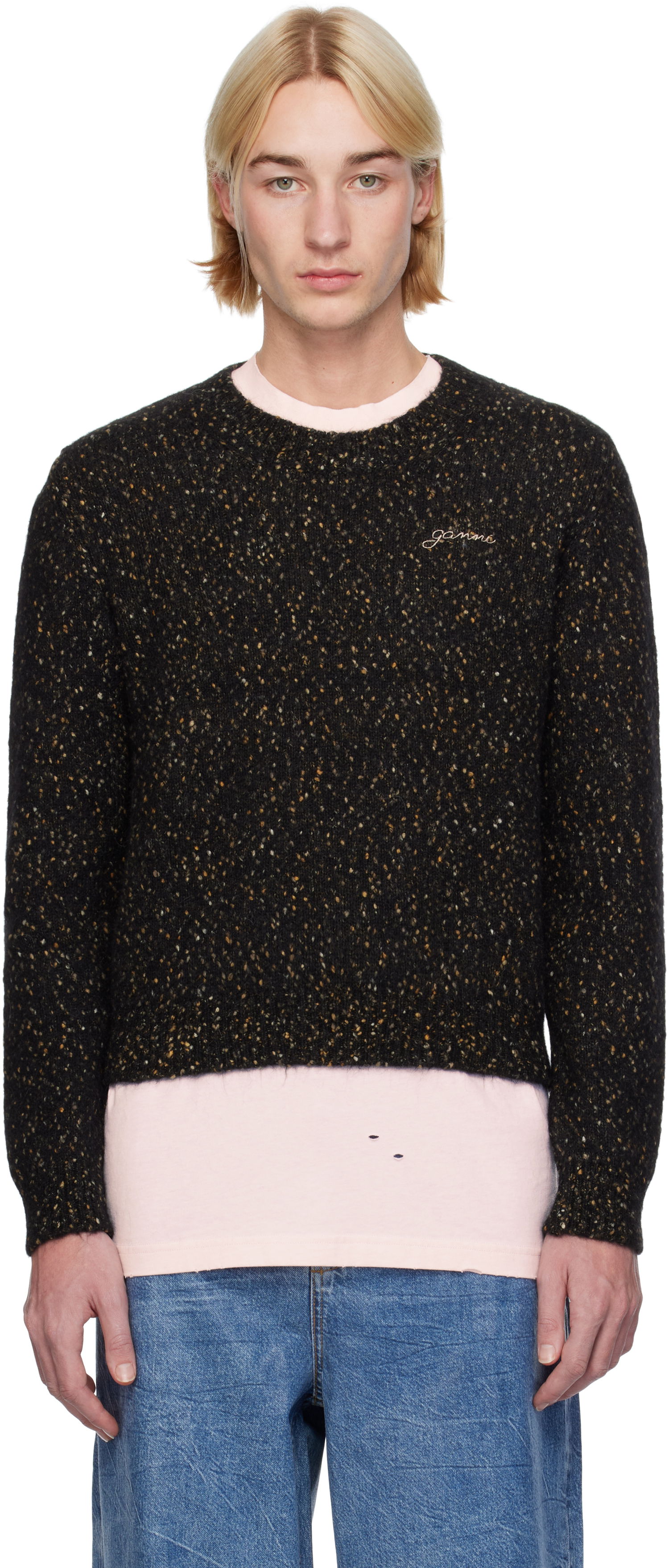 Sweater GANNI Alpaca & Organic Cotton Blend Sweater Svart | K2276, 0