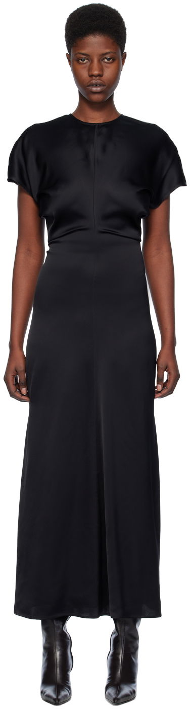 Klä TOTEME TOTEME Slouch Waist Maxi Dress Svart | 241-WRD1103-FB0020