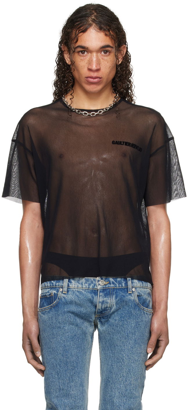 T-shirt Jean Paul Gaultier Shayne Oliver Edition Mesh T-Shirt Svart | 24/27-U-TS081I-T001-0000