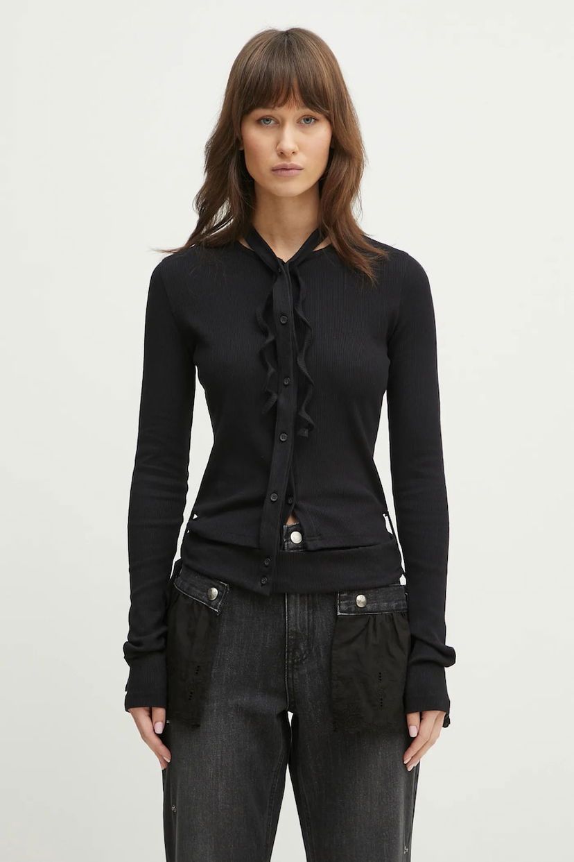 Sweater Ottolinger Ottolinger Double Closure Rib Cardigan Svart | 104.600204.01