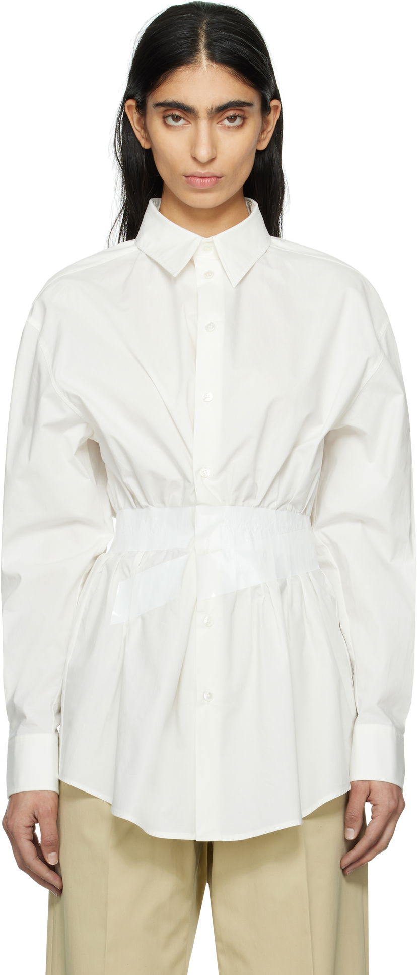 Skjorta Maison Margiela MM6 Maison Margiela Cotton Poplin Taped Shirt Vit | S52DT0045 M35256